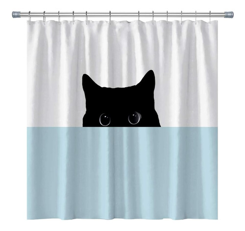 Cortinas De Ducha De Gato Negro Lindo Gato Mirándote, Animal