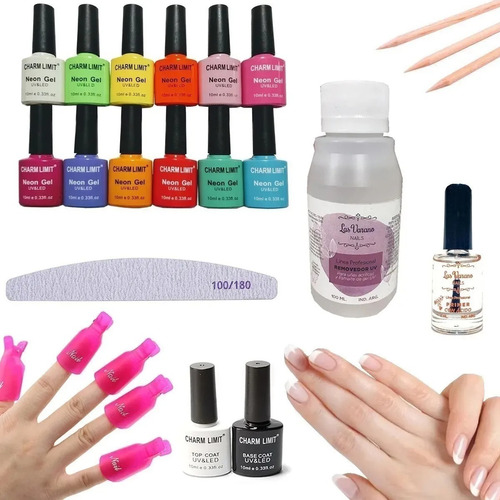 Kit Esmaltes Semipermanenetes Removedor Uv Base Top Lima