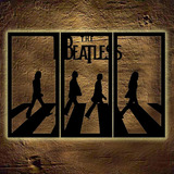 Triptico The Beatles Madera Calada Luz Led Calida 120x80 Cmt