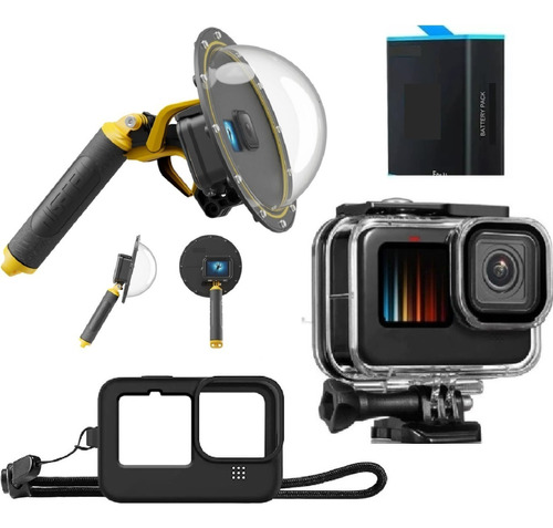 Kit P Gopro Hero 9 Hero 10 11 Black Dome Caixa Estanque Capa