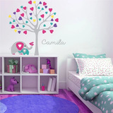 Vinilo Decorativo Infantil Arbol Corazones Elefante C/nombre