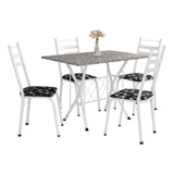 Conjunto De Mesa Itália New 4 Cadeiras 1,20m Branco/granito