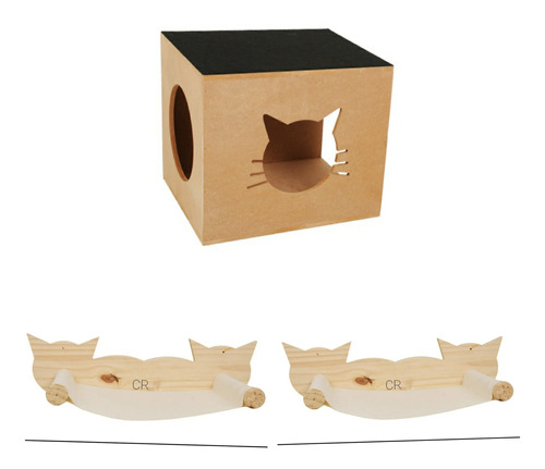 Rede Cama Casa Casinha Para Gatos 3 Peças Playground 