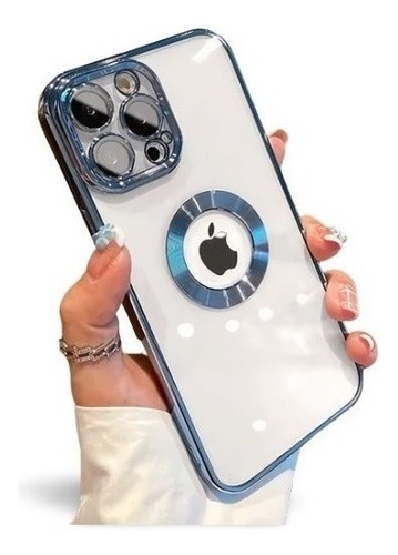 Funda Para iPhone Lujo Chapado Transparente Logo Hole Case F