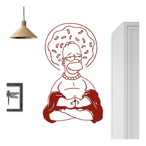 Adesivo De Parede Vermelho Desenhos Homer Buda