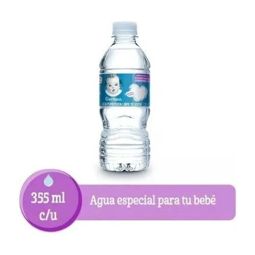 Agua Gerber Paquete Con 8 Piezas De 355 Ml C/u