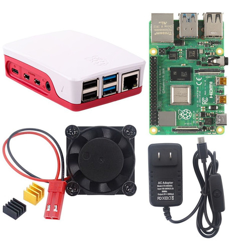 Raspberry Pi 4 4gb Carcasa Fuente Switch Ventilador Pi4 Kit