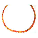 Set: Collar Pulsera Y Arete Agata Amarillo Naranja 6mm Liso