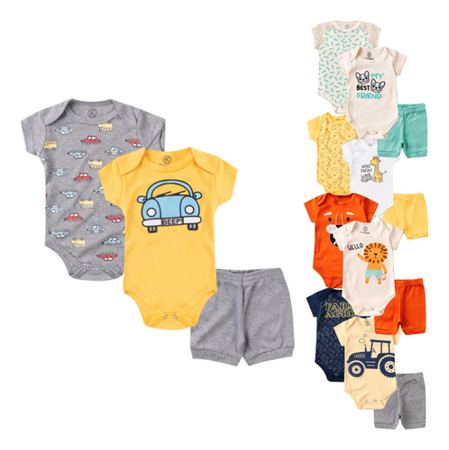 Kit Roupa De Bebê 9 Pçs Body E Bermudinha Verão Atacado 