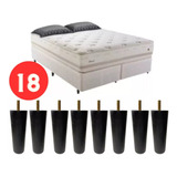 Kit De Pé Cama Box Casal Baú - 18  Peças 20cm Madeira Preto