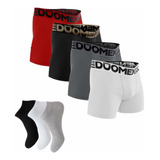 Kit 10 Cueca Cuecas Box Boxer Microfibra + 3 Pares De Meias