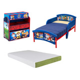 Cama Camita Infantil Con Colchon Y Juguetero Paw Patrol