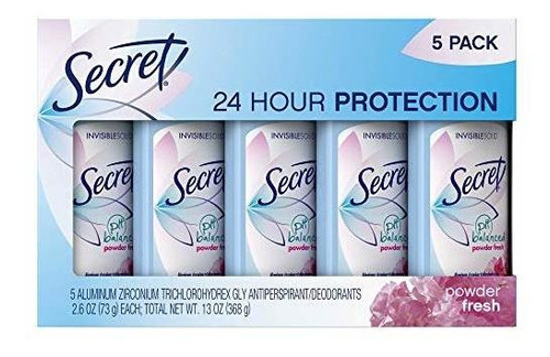 Desodorante Invisible Sólido Secreto, Polvo Fresco (2.6 Oz,