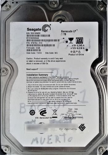 Seagate St31000520as-9tn154 1000gb Sata - 3099 Recuperodatos