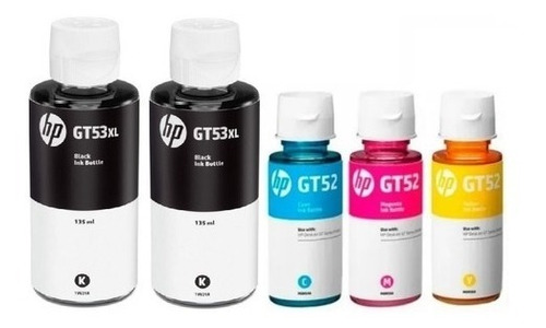 Tinta Original Hp Gt53 Xl 2 Negros 135ml + Colores Gt52 70ml