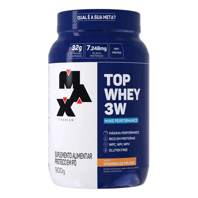 Top Whey 3w Mais Performance 900g Max Titanium Sabor Vitamina de frutas | Frete grátis