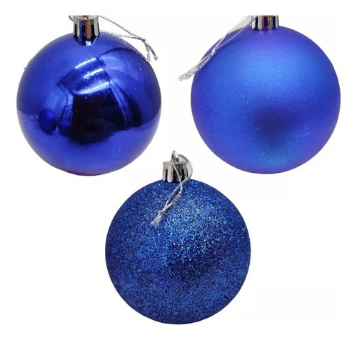 Esferas De Navidad Para Arbol Bambalinas Decorativas X24 Color Azul Navideño