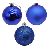 Esferas De Navidad Para Arbol Bambalinas Decorativas X24 Color Azul Navideño