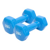 Pack X2 Mancuernas 2 Kilos Fitness Gym En Casa Pesas Colores