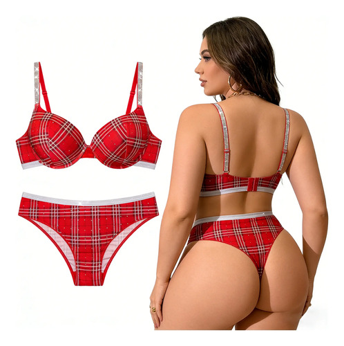Traje De Lencería Sexy A Cuadros Rojos Día De San Valentín
