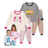 Kit 2 Pijamas Infantil Menina Feminino Algodão Inverno