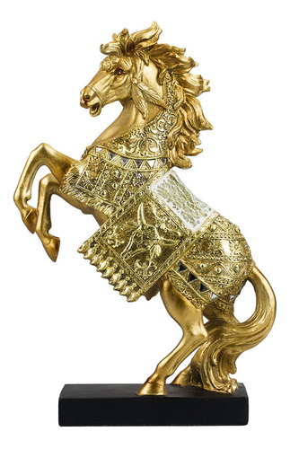 Enfeite Rack Sala Cavalo Dourado Realista Grande - 33cm 