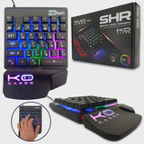 Teclado Gamer Pro Semi Mecanico Single Hand Uma Mao Led Rgb Cor De Teclado Preto Idioma Português Brasil