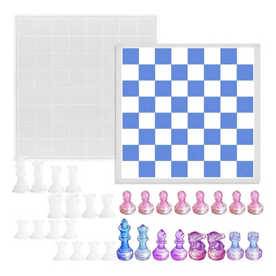 Silicona Molde De Tablero De Ajedrez 16pcs Piezas De Ajedrez