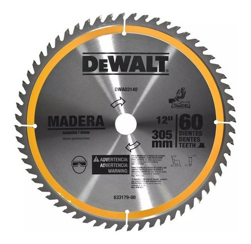 Disco Sierra Madera 12 X 60 Dientes Flecha 30mm Dewalt