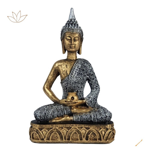 Estatua Buda Hindu Meditando Tibetano Resina Cantinho Zen