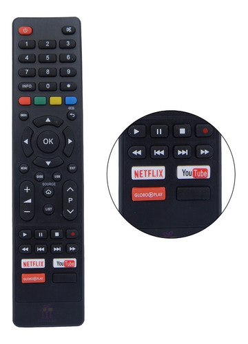 Controle Remoto Compatível Tv Philco Smart Youtube E Netflix