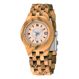 Realpoo Reloj Ligero De Cuarzo De Madera Para Mujer, Reloj A