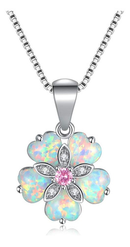 Cinily Flower Opal Colgante Collar Caja Cadena 18k Chapado