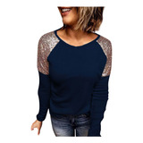 Blusa W Para Mujer, Casual, Con Lentejuelas, Piel De Ciervo,