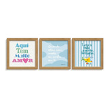 Conjunto Quadro + Moldura Quarto Infantil Frases Menino