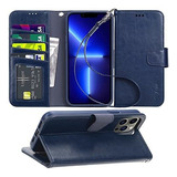 Funda Para iPhone 13 Pro Max Billetera C/correa  Azul