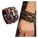 Pulseira Bracelete Executivo Couro Marrom Depp Viking Homem