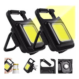 2x Linterna Led Cob 800 Lumens Llavero Gancho Mosqueton Iman