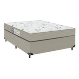 Cama Box Casal + Colchão D33 One Face - Suede Bege