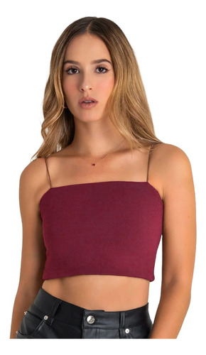 Blusa Crop Top Corto Ajustado Liso Tirantes Unitalla