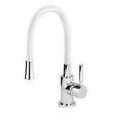 Grifería Cocina Estalgrif Top Flex Monocomando Blanco-cromo