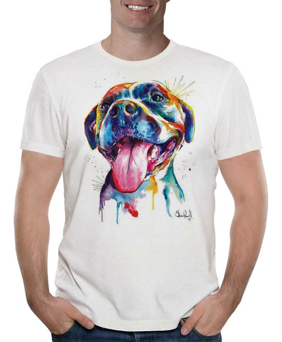 Remera Remera Perro Pitbull 2 Hombre Purple Chick