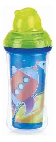 Vaso Térmico Clik-it Popote Nuby 9oz Planetas Color Azul