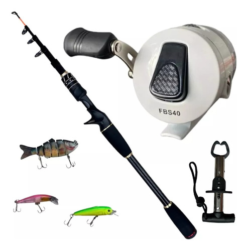 Kit Pesca Carretilha Spincast Anticabeleira + Vara Mercury