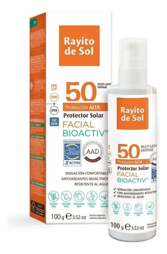 Rayito De Sol Protector Solar Facial Bioactiv Fps 50 100g