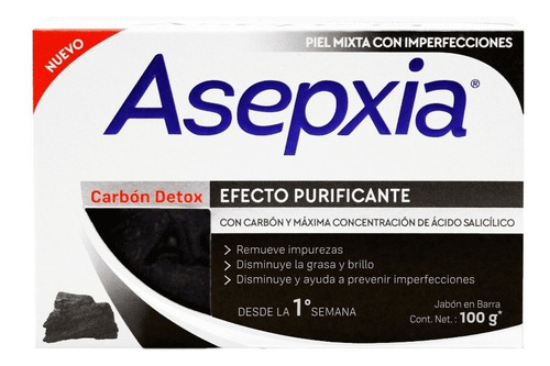 Asepxia Jabon En Barra Carbon Detox Efecto Purificante X100g