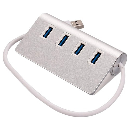 Hub Usb A 3.0 4 Puertos Plata Cable 25cm