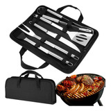 Set X5 Utensilios Para Asados-acero Inoxidable Con Estuche