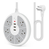 Enchufe Inteligente Marca Glconn 6 Tomas/3 Usb/blanco