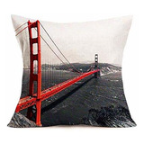 Vintage Throw Pillow Funda De Cojín Golden Gate Bridge...